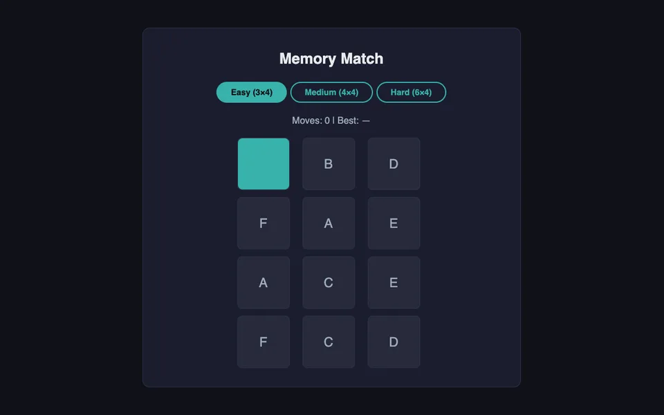 Memory Match game artwork