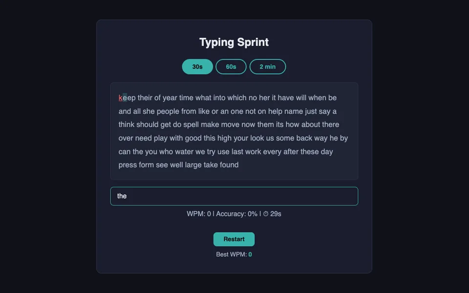 Typing Sprint game artwork